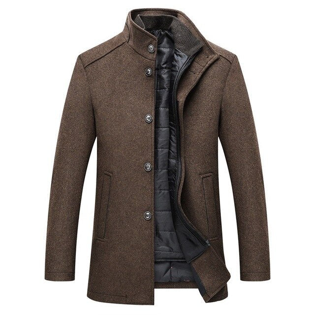 Men's Buttoned Winter Coat | Long Sleeve