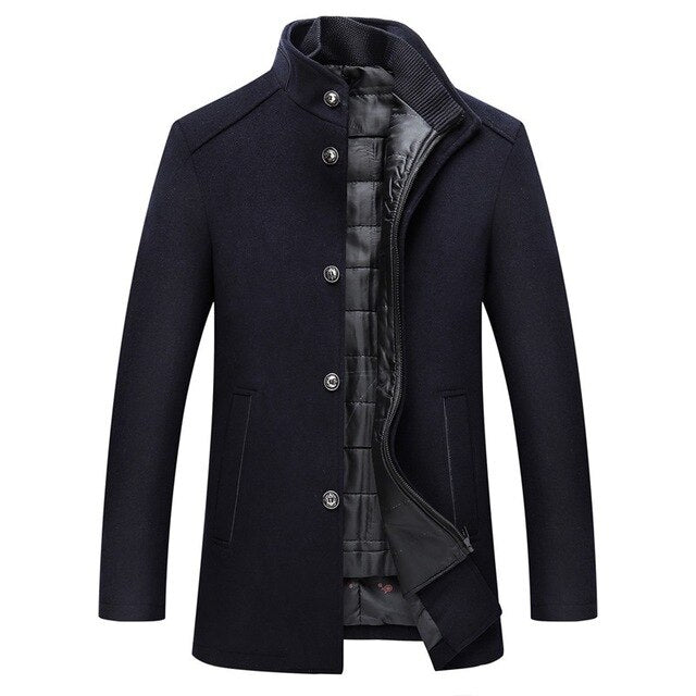 Men's Buttoned Winter Coat | Long Sleeve