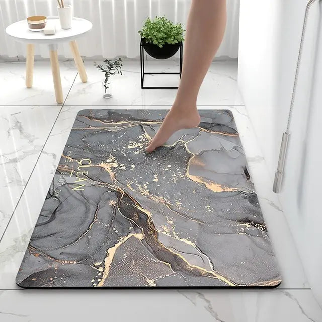 Soft Non-Slip Bath Mat – Luxurious Rug for Bathroom with Marble Look