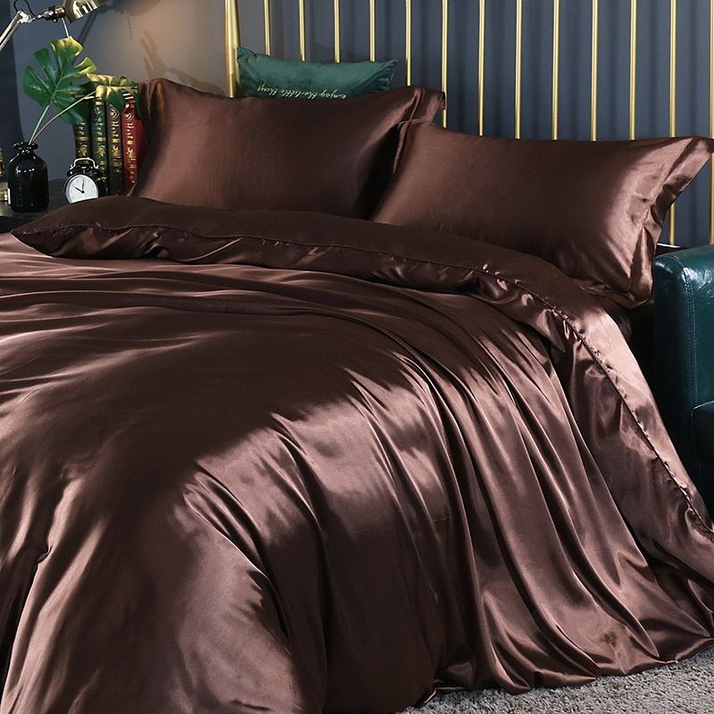 4-Piece Satin-Cotton Bedding Set – Soft and Luxurious Bedding for Restful Sleep, Elegant and Breathable, Suitable for Double Beds