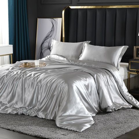 4-Piece Satin-Cotton Bedding Set – Soft and Luxurious Bedding for Restful Sleep, Elegant and Breathable, Suitable for Double Beds