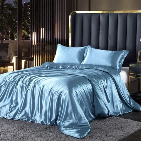 4-Piece Satin-Cotton Bedding Set – Soft and Luxurious Bedding for Restful Sleep, Elegant and Breathable, Suitable for Double Beds