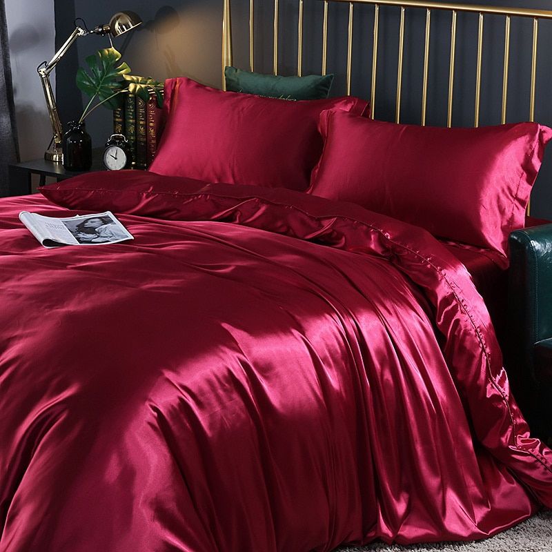 4-Piece Satin-Cotton Bedding Set – Soft and Luxurious Bedding for Restful Sleep, Elegant and Breathable, Suitable for Double Beds