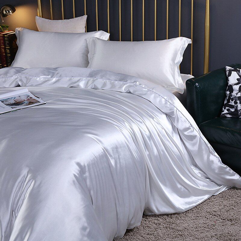 4-Piece Satin-Cotton Bedding Set – Soft and Luxurious Bedding for Restful Sleep, Elegant and Breathable, Suitable for Double Beds