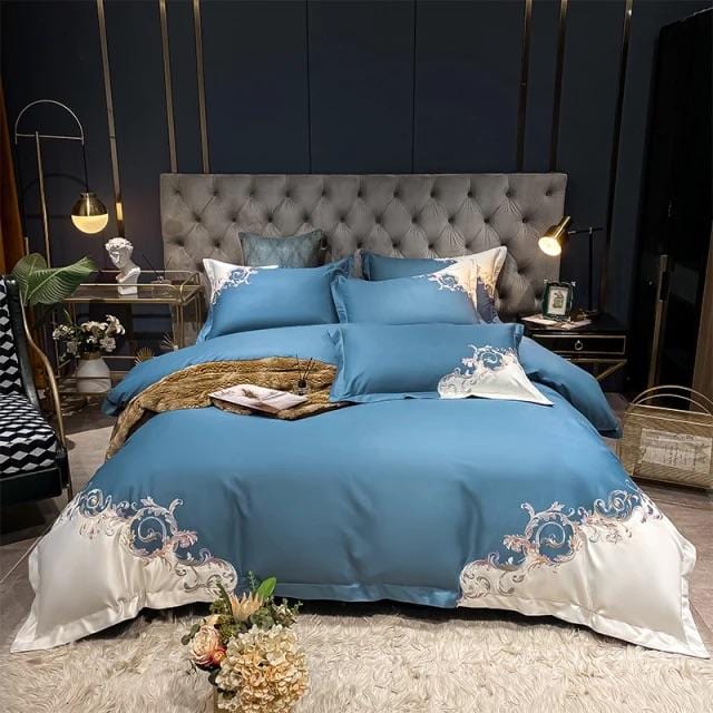 Luxurious Bedding Set Made from Egyptian Cotton – Soft, Breathable Comfort Design in Blue