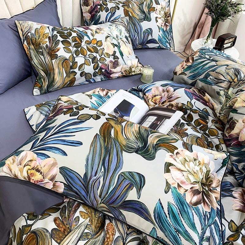 Luxurious Duvet Cover Made from Egyptian Cotton with Tropical Design – Soft, Breathable, and Skin-Friendly