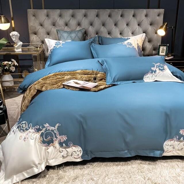 Luxurious Bedding Set Made from Egyptian Cotton – Soft, Breathable Comfort Design in Blue