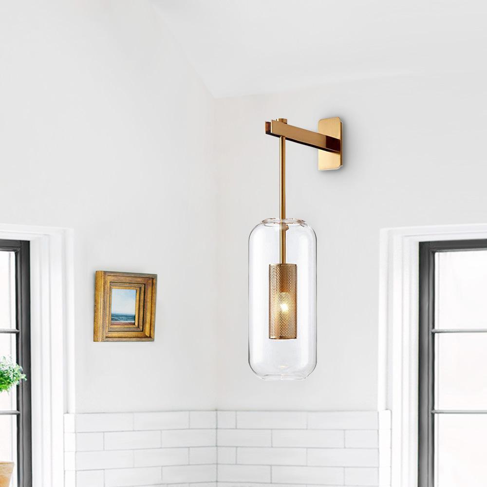 Single-Light Glass Column Wall Lamp