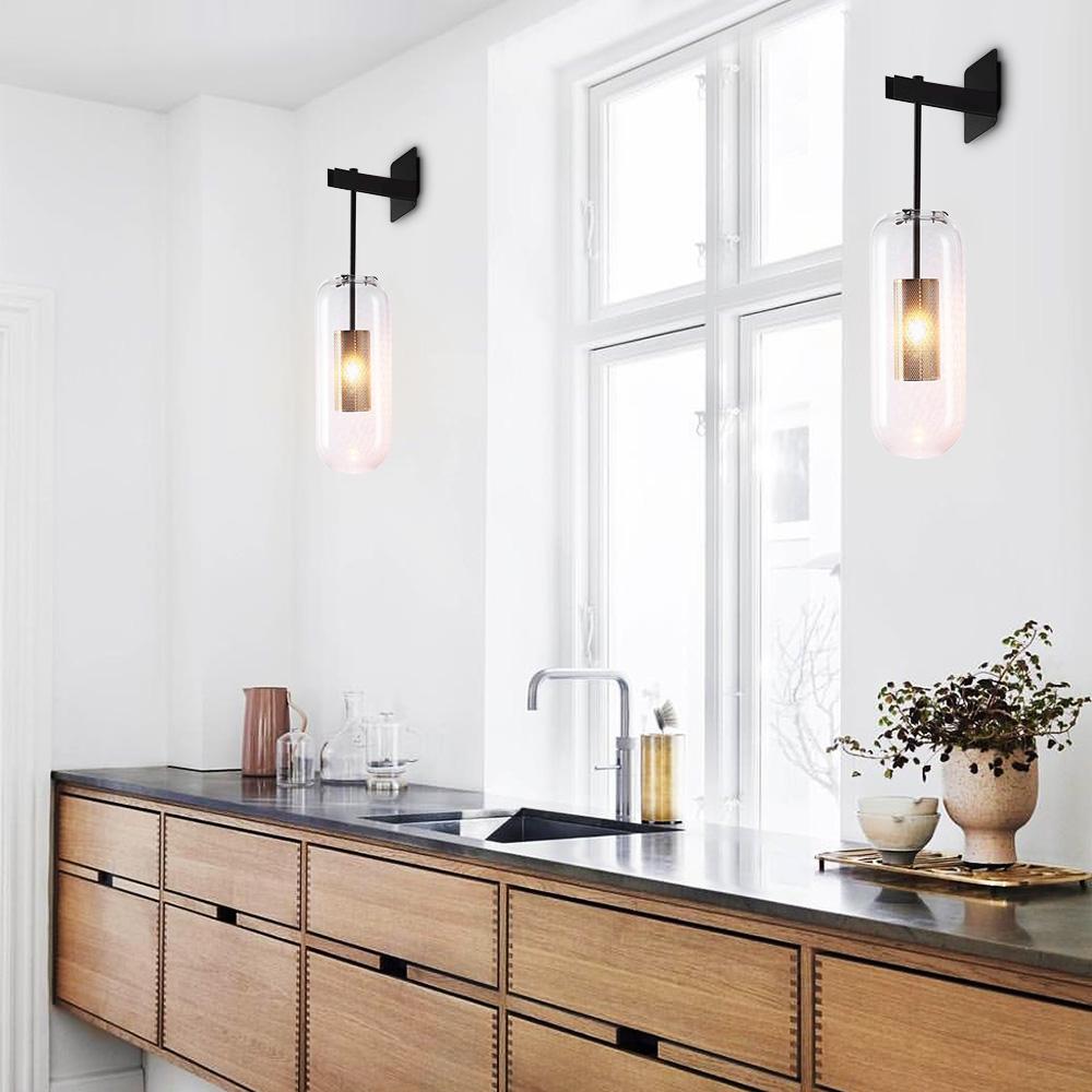 Single-Light Glass Column Wall Lamp