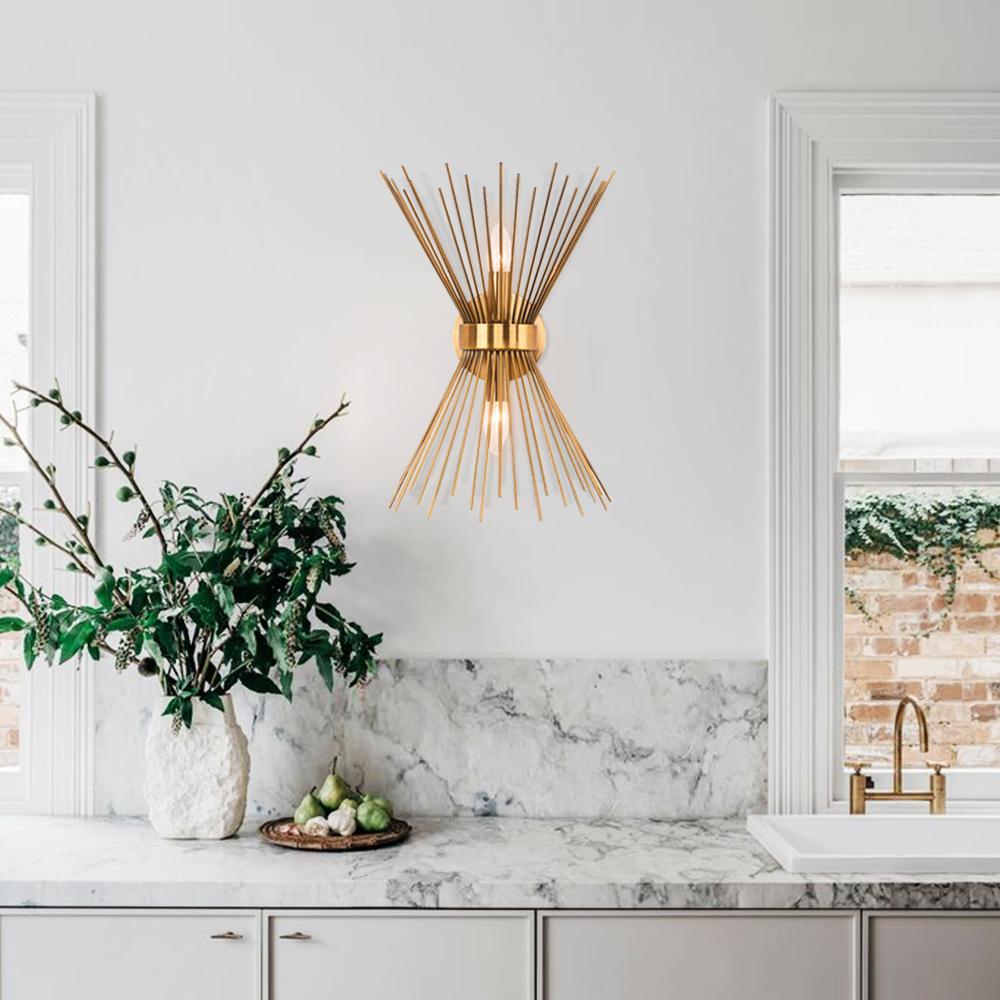 Vintage-Inspired Gold Burst Wall Lamp