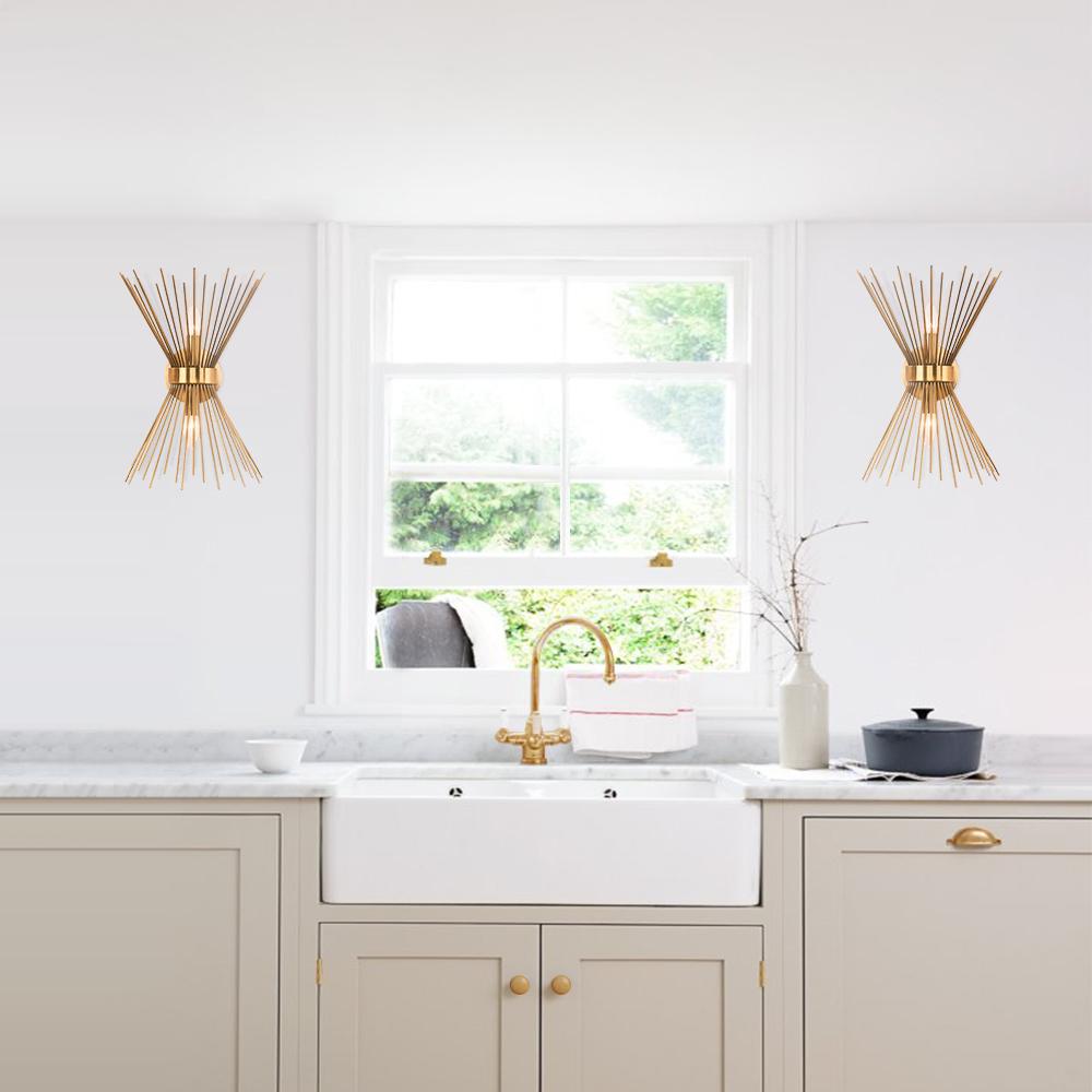 Vintage-Inspired Gold Burst Wall Lamp