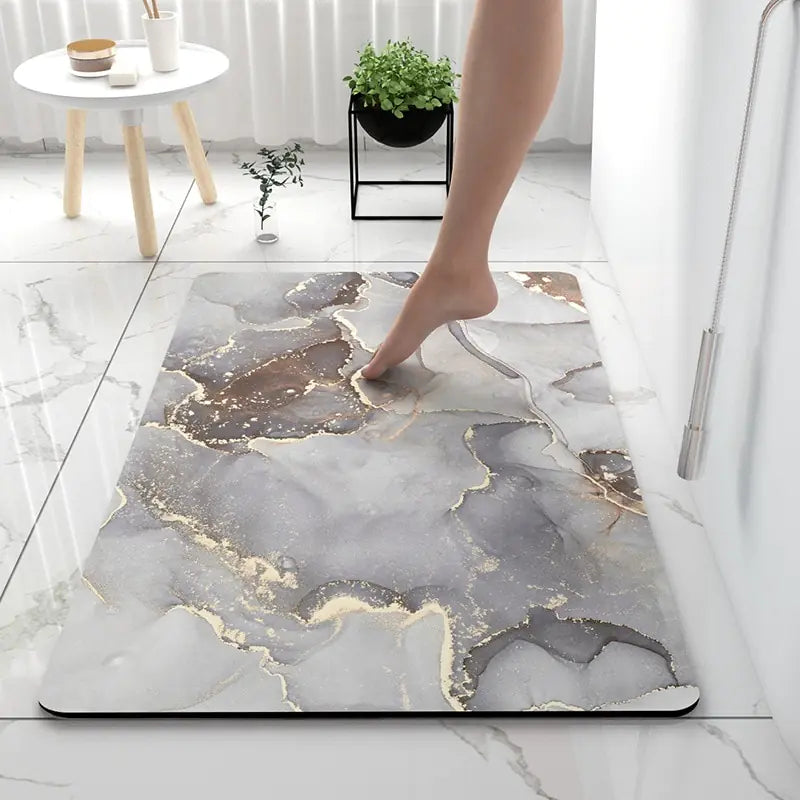 Soft Non-Slip Bath Mat – Luxurious Rug for Bathroom with Marble Look