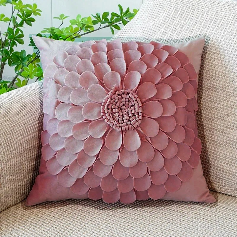 Pink Cushion Cover with Floral Pattern – Decorative Pillowcase for Living Room and Children's Room