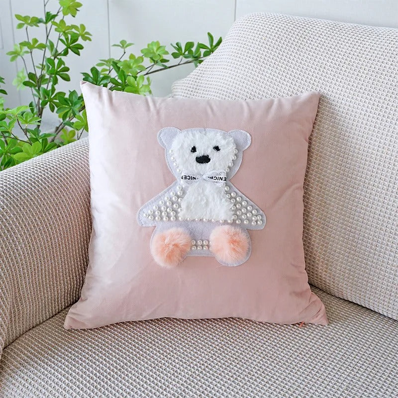 Pink Cushion Cover with Floral Pattern – Decorative Pillowcase for Living Room and Children's Room