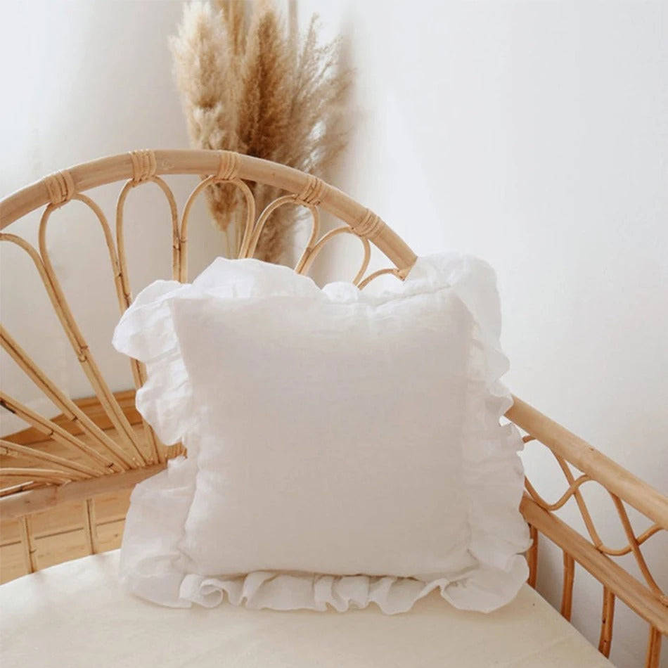 Cushion Cover Made of 100% Pure Linen with Ruffles – Soft and Comfortable Linen Cushion Cover