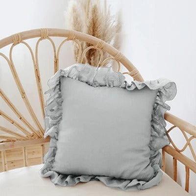 Cushion Cover Made of 100% Pure Linen with Ruffles – Soft and Comfortable Linen Cushion Cover