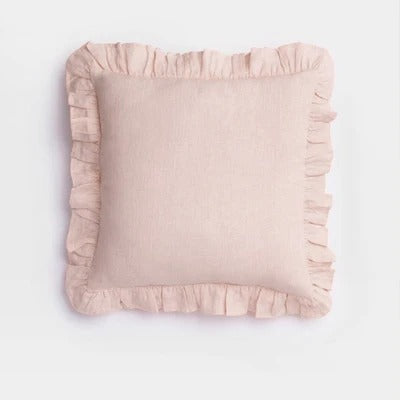 Cushion Cover Made of 100% Pure Linen with Ruffles – Soft and Comfortable Linen Cushion Cover