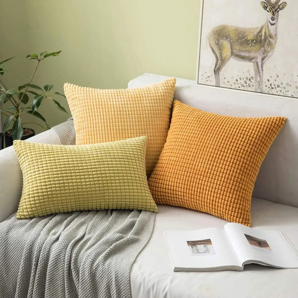 Large Cotton Cord Pillow Cover with Texture in Corn Kernel Look – Soft, Decorative Pillow Cover for Sofa and Bed