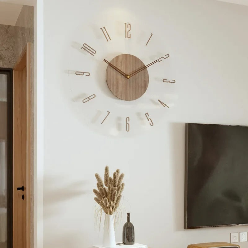 Modern Wall Clock Made of Wood – Minimalist and Elegant Design for Living Room