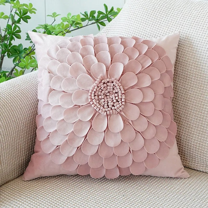 Pink Cushion Cover with Floral Pattern – Decorative Pillowcase for Living Room and Children's Room