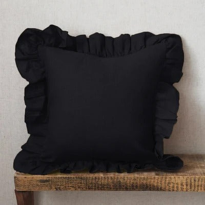 Cushion Cover Made of 100% Pure Linen with Ruffles – Soft and Comfortable Linen Cushion Cover