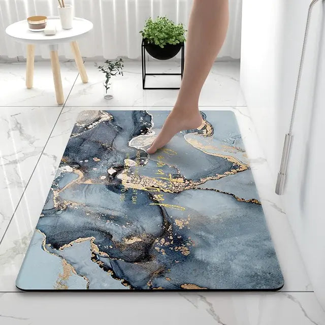 Soft Non-Slip Bath Mat – Luxurious Rug for Bathroom with Marble Look