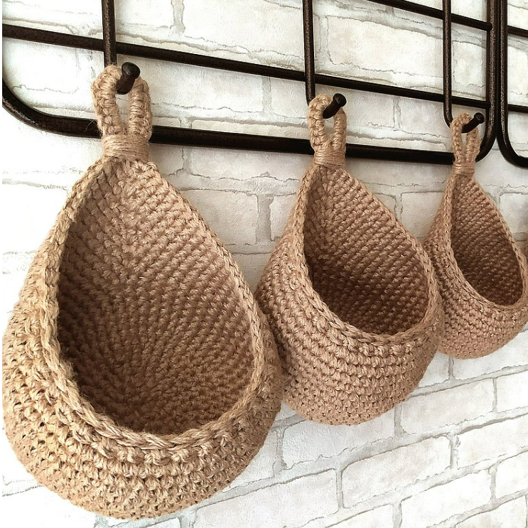 Hanging Wall Baskets for Fruits and Vegetables, Decorative Storage Baskets for Kitchen