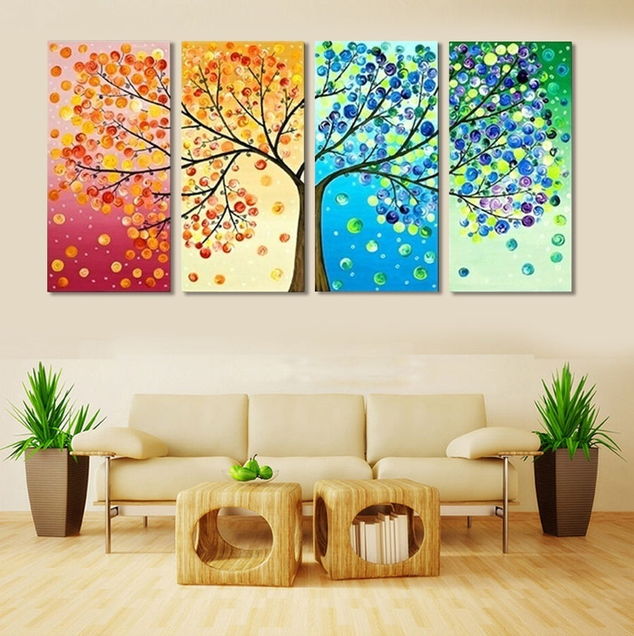 Wall Art Tree of Life – Four Seasons Painting for Living Room Decoration