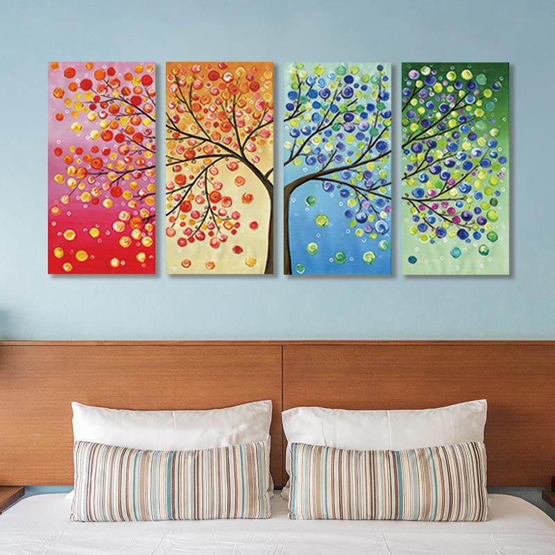 Wall Art Tree of Life – Four Seasons Painting for Living Room Decoration