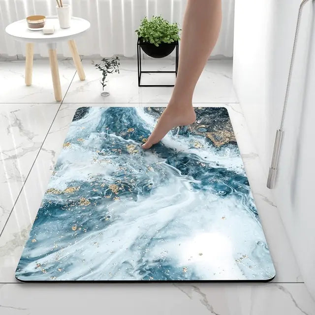 Soft Non-Slip Bath Mat – Luxurious Rug for Bathroom with Marble Look