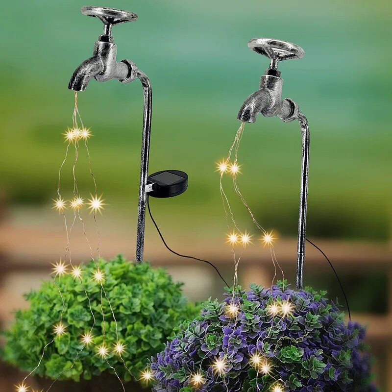 Solar-Powered LED Tap Garden Light – Decorative Watering Lights for Outdoors