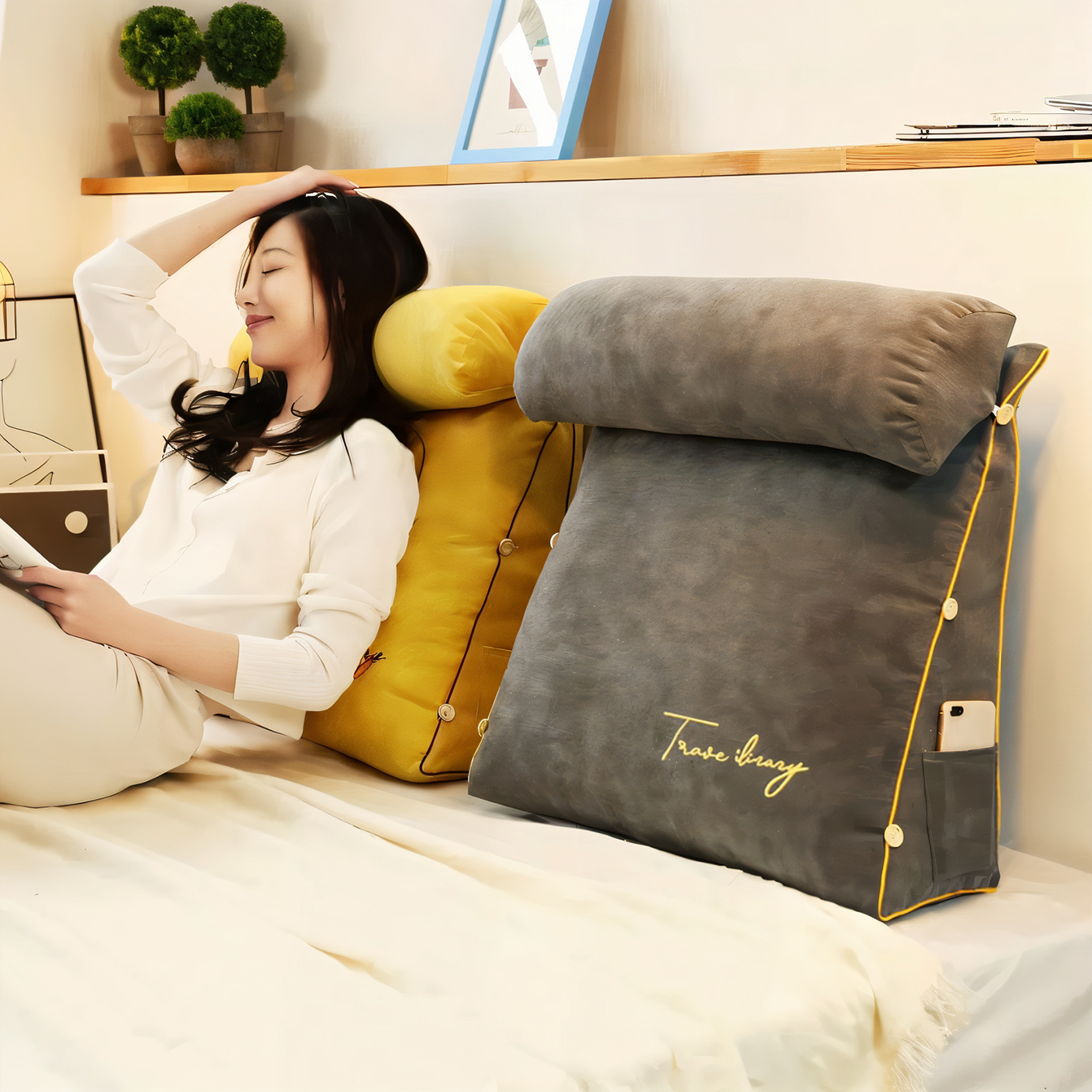 Ergonomic Reading Pillow for Bed