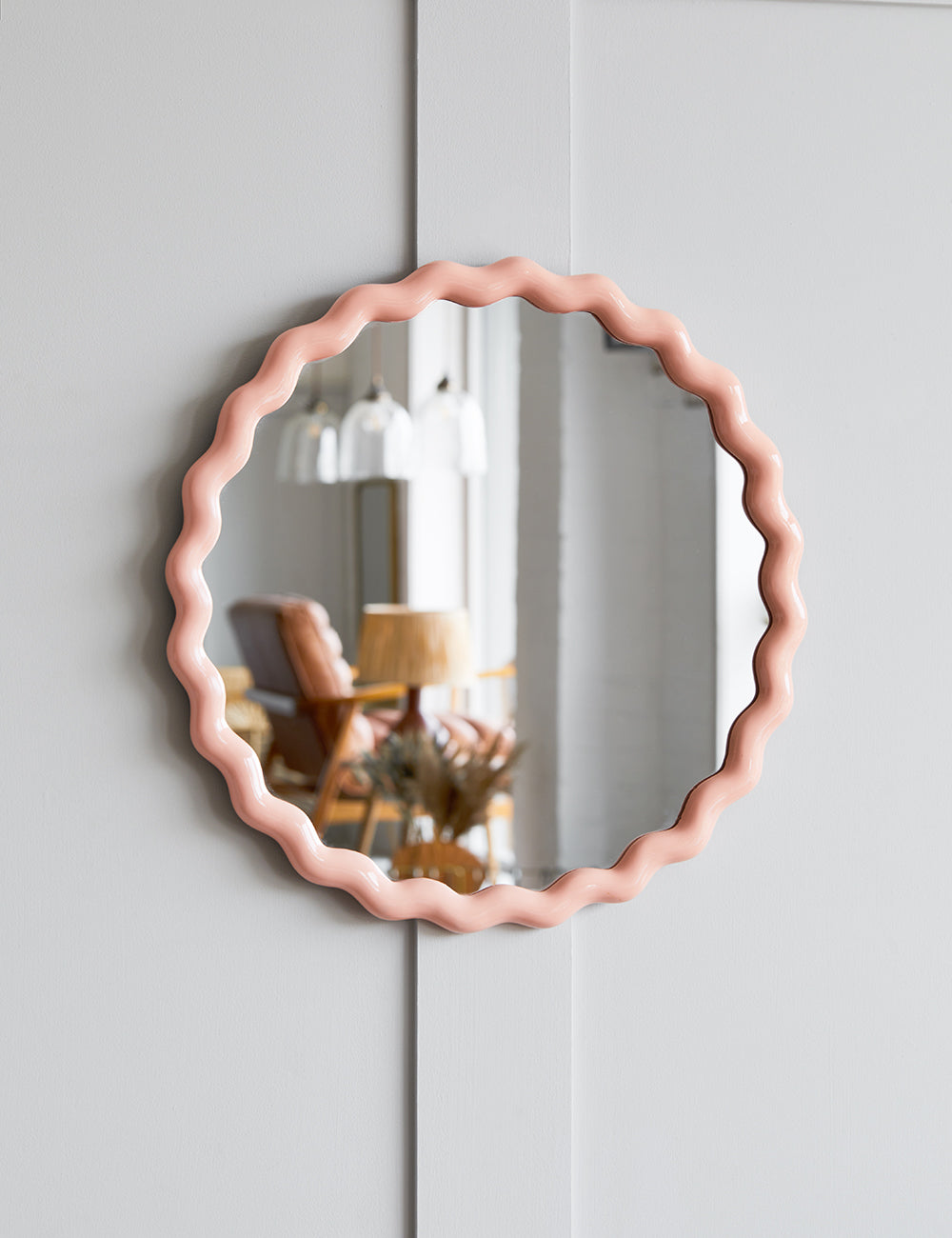 Round Pink Wavy Wall Mirror