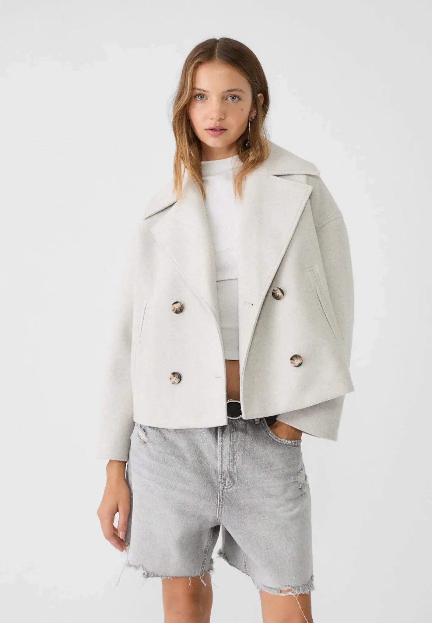 Women's Short Double Breasted Coat | Oversized