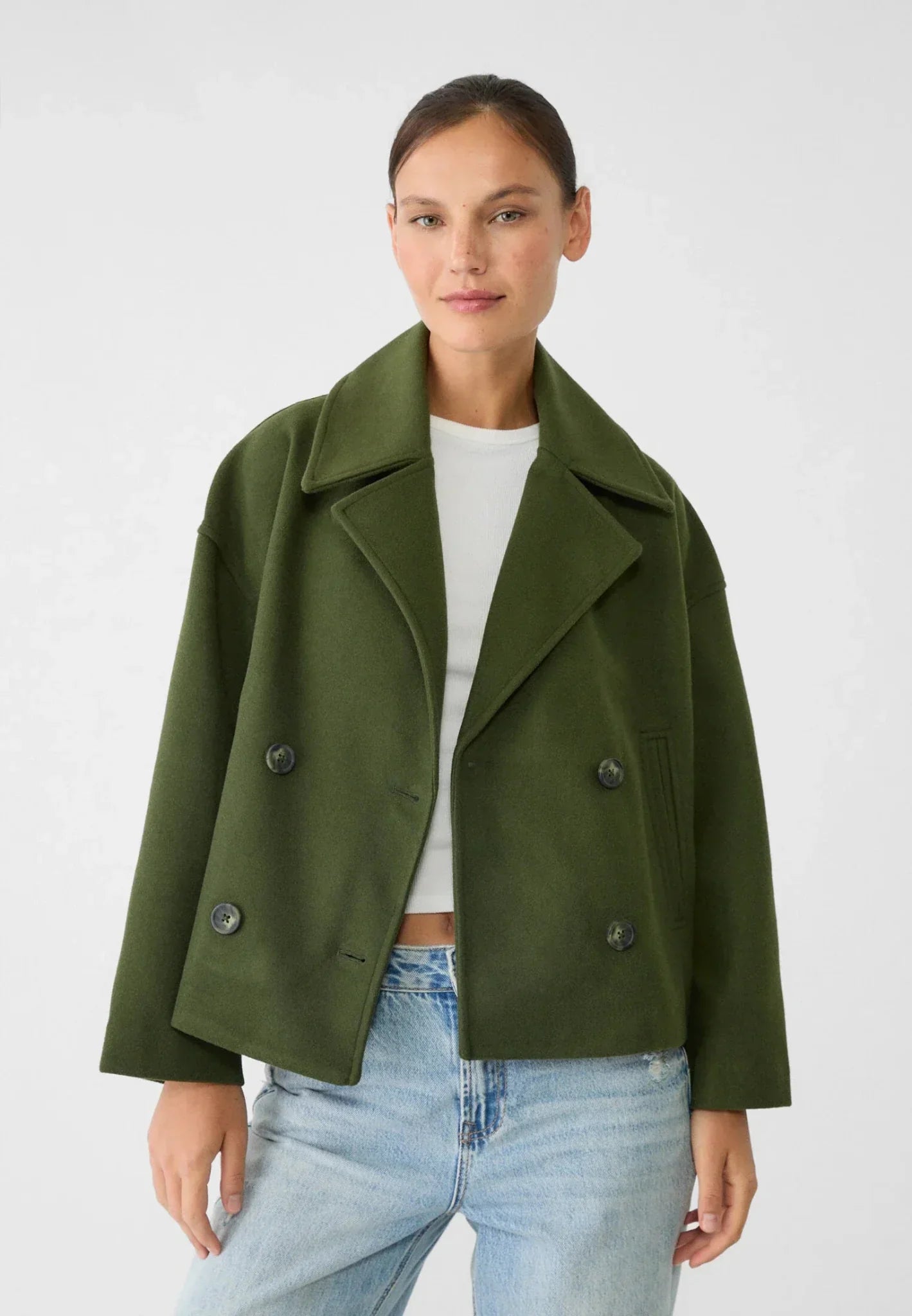 Women's Short Double Breasted Coat | Oversized
