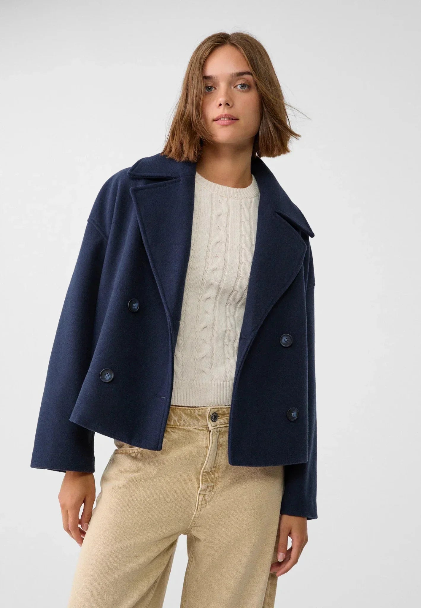 Women's Short Double Breasted Coat | Oversized