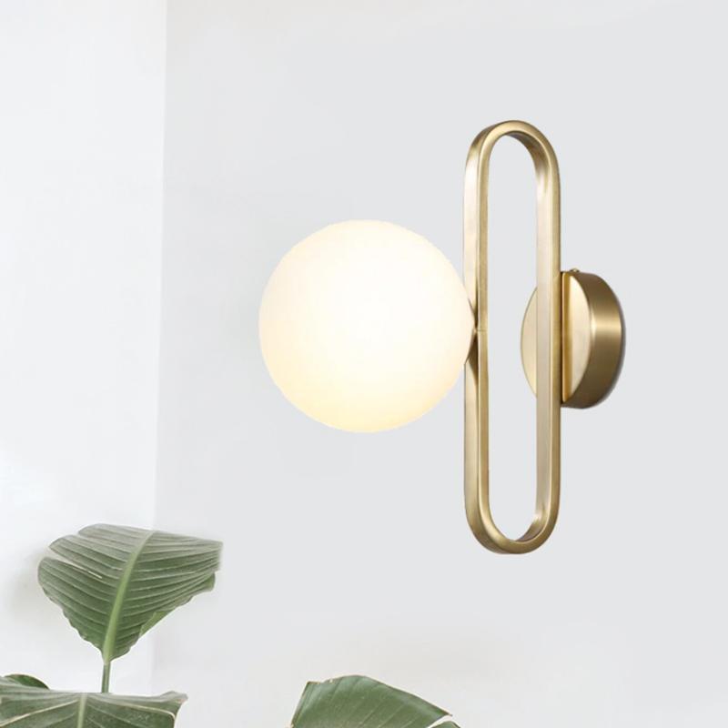 Modern Single-Bulb Glass Bowl Wall Light