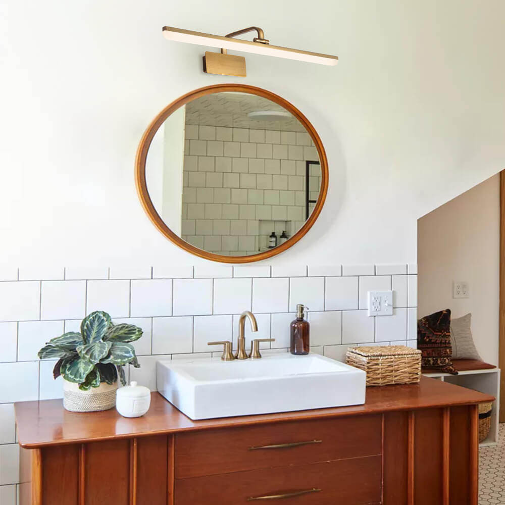Modern LED Bathroom Vanity Light Fixture in Satin Gold