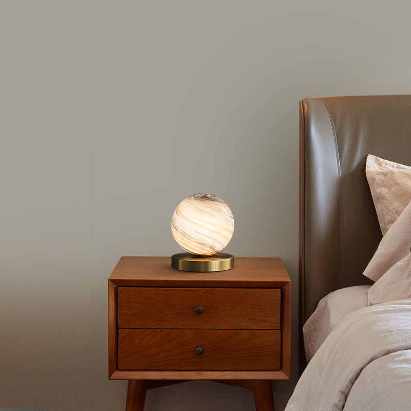 Sculpted Globe Lamp with Marble Vein Glass
