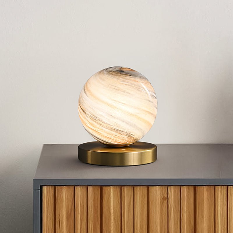 Sculpted Globe Lamp with Marble Vein Glass