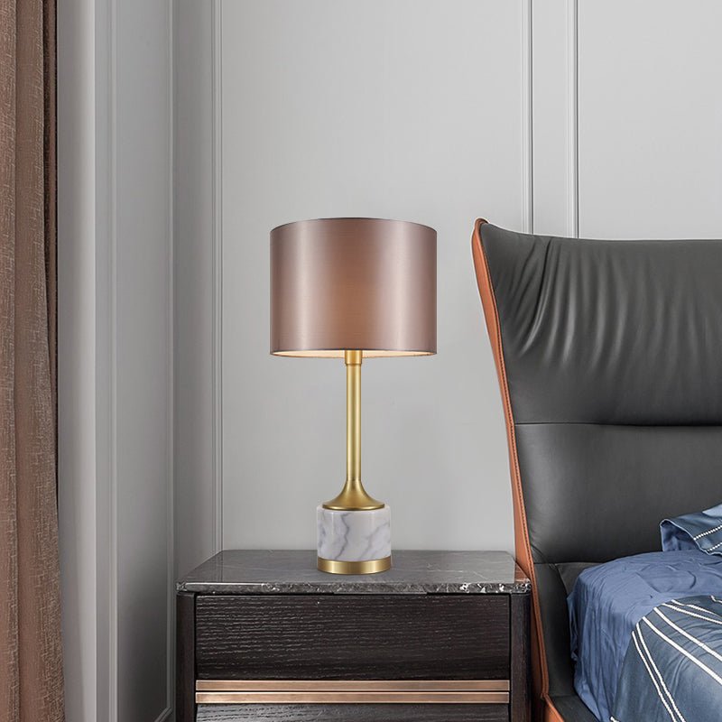 Marble Base Accent Lamp with Soft Weave Shade