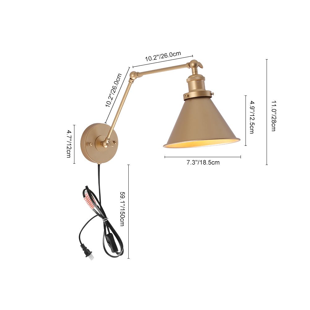 Adjustable Vintage Wall Light with Pivot Arm