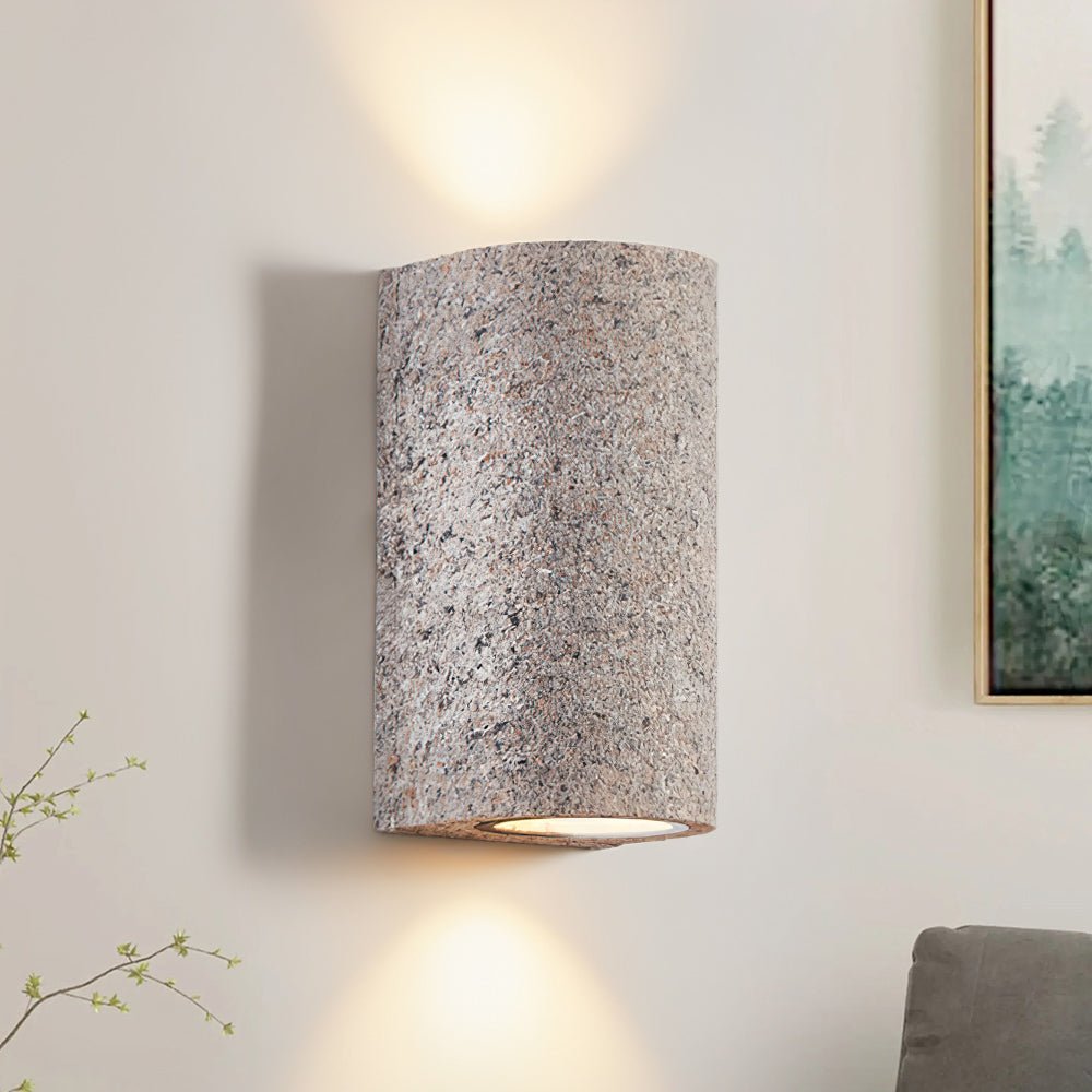 Contemporary Cylinder Design Stone Texture Wall Light