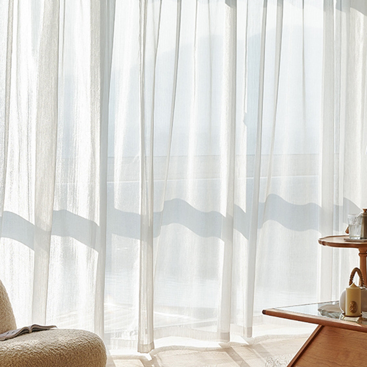 Transparent Linen Curtains, Light and Modern for Living Room