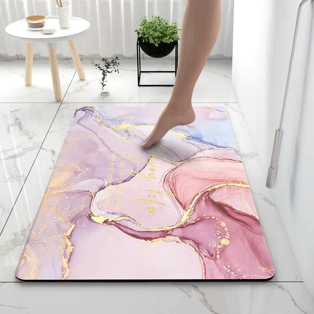 Soft Non-Slip Bath Mat – Luxurious Rug for Bathroom with Marble Look