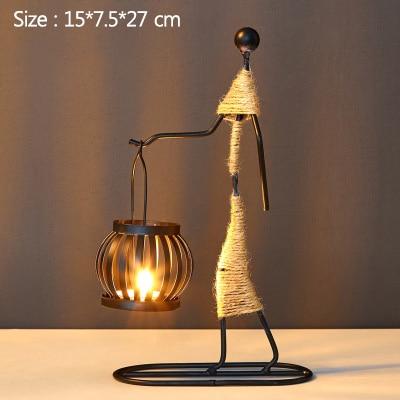 Handmade Metal Candle Holders with Figurine Design, Unique Decor for Living Room