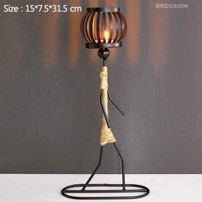 Handmade Metal Candle Holders with Figurine Design, Unique Decor for Living Room