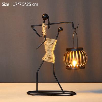 Handmade Metal Candle Holders with Figurine Design, Unique Decor for Living Room