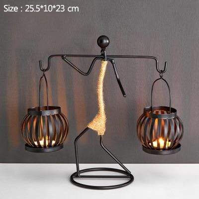 Handmade Metal Candle Holders with Figurine Design, Unique Decor for Living Room