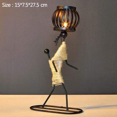 Handmade Metal Candle Holders with Figurine Design, Unique Decor for Living Room